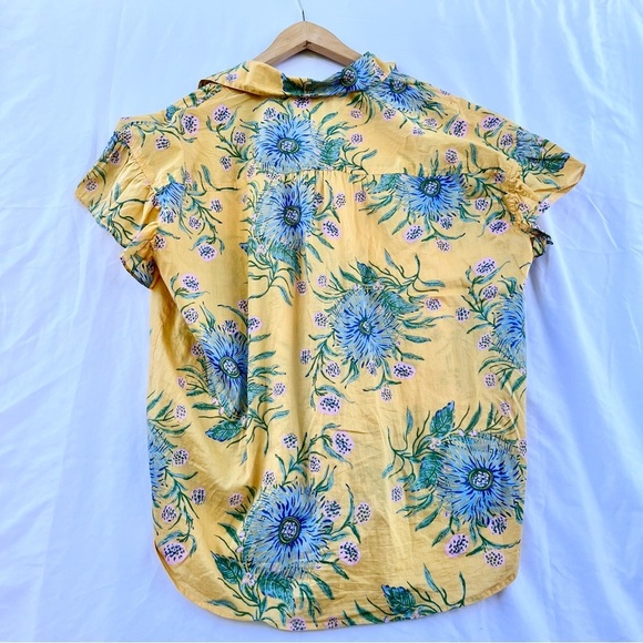 MADEWELL | RUFFLE SLEEVE BUTTON DOWN SHIRT PAINTED BLOOMS VAN GREEK GOLD MEDIUM - Picture 9 of 9